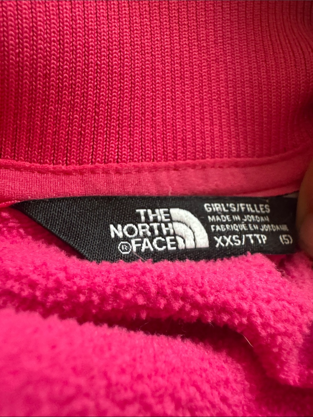 The North Face Hot Pink and Gray Girls' Full-Zip Fleece Jacket - Picture 2 of 4